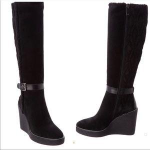 Aquatalia Viviana waterproof black suede boots 11